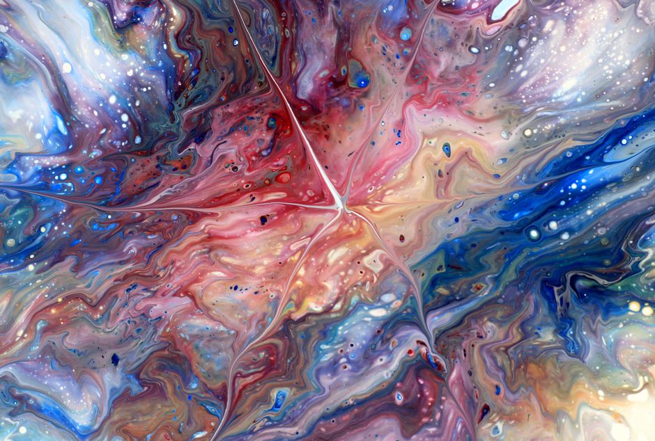 Planeten en sterren in sfeervol heelal schilderij. Planeten en sterren in sfeervol heelal schilderij.